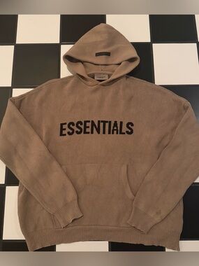 Fear of God Essentials Knit hoodie taupe